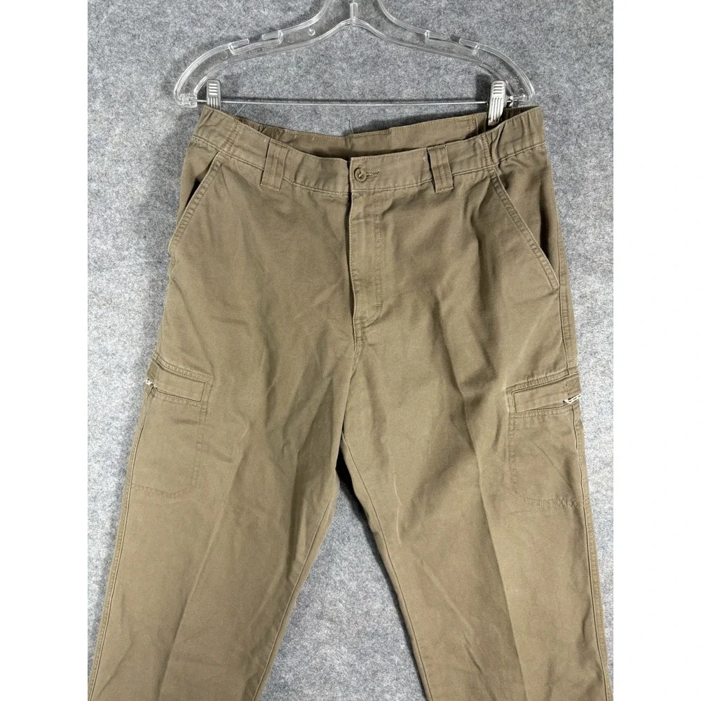 LL Bean Pants Mens 35 Brown Cotton Chino Cargo Flat Front Mid Rise Slash Pockets